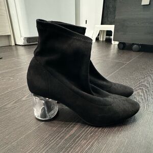 Zara Black booties with clear heels